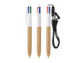 Plastic pen met houteffect en inkt in 4 kleuren BIC® kleur hout