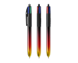 Plastic balpen met metallic afwerking en 4 kleuren Flags BIC® kleur zwart