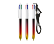 Plastic balpen met metallic look en 4-kleuren inkt Flags BIC® kleur rood