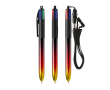Plastic balpen met metallic look en 4-kleuren inkt Flags BIC® kleur zwart