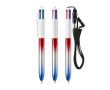 Plastic balpen met metallic look en 4-kleuren inkt Flags BIC® kleur blauw