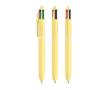Kunststof pen met pastelafwerking en 4 kleuren inkt BIC® kleur pastelgeel