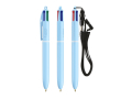 Plastic pen in pastelkleuren met lanyard en 4-kleureninkt BIC® kleur pastel blauw