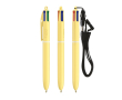 Plastic pen in pastelkleuren met lanyard en 4-kleureninkt BIC® kleur pastelgeel