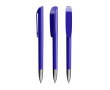 Plastic pen met verchroomd metalen detail en zwarte inkt BIC® kleur blauw