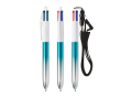 BIC® balpen met metallic tweekleurig design en 4 kleuren inkt kleur turkoois