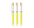 Plastic pen met gele behuizing en 4 kleuren inkt Sun BIC® kleur geel