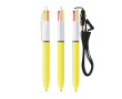 Plastic pen met lanyard om op te hangen en inkt in 4 kleuren Sun BIC® kleur geel