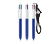 Plastic pen met lanyard om op te hangen en 4-kleureninkt BIC® kleur marineblauw