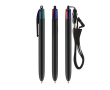 Plastic pen met lanyard om op te hangen en 4-kleureninkt BIC® kleur zwart