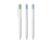 Plastic BIC®-pen met vier trendy inktkleuren kleur wit