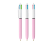 Plastic BIC®-pen met vier trendy inktkleuren kleur rose paztel