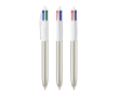 Kunststof balpen met metallic afwerking en 4 kleuren inkt BIC® kleur zilver