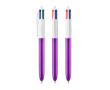 Kunststof balpen met metallic afwerking en 4 kleuren inkt BIC® kleur paars