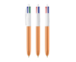 Kunststof balpen met metallic afwerking en 4 kleuren inkt BIC® kleur oranje