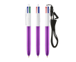 Plastic pen met metallic afwerking en 4 kleuren inkt Shine BIC® kleur paars