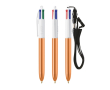 Plastic pen met metallic afwerking en 4 kleuren inkt Shine BIC® kleur oranje