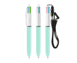 Plastic BIC®-pen met draaglint en inkt in 4 kleuren kleur aquamarijn