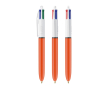 Plastic pen met fijne schrijfpunt van 0,8 mm en 4 kleuren inkt BIC® kleur oranje