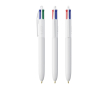 Gerecyclede kunststof balpen, uit de EU, met 4-kleureninkt BIC® kleur wit
