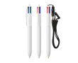 Balpen van gerecycled plastic met lanyard en inkt in 4 kleuren BIC® kleur wit