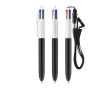 Balpen van gerecycled plastic met lanyard en inkt in 4 kleuren BIC® kleur wit/zwart