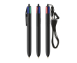 Balpen van gerecycled plastic met lanyard en inkt in 4 kleuren BIC® kleur zwart