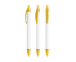 Gerecyclede plastic BIC® pen met breed profiel en zwarte inkt kleur doorzichtig geel