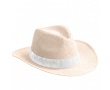 Papieren strohoed met bedrukbare band in diverse kleuren om te personaliseren kleur beige