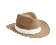 Papieren strohoed met bedrukbare band in diverse kleuren om te personaliseren kleur camel