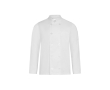 Uniseks koksbuis met lange mouwen en dubbele knoopsluiting 190 g/m2 Velilla kleur wit