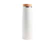 RVS thermosfles met bamboedop 550 ml kleur wit
