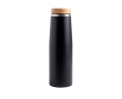 RVS thermosfles met bamboedop 550 ml kleur zwart