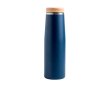 RVS thermosfles met bamboedop 550 ml kleur marineblauw