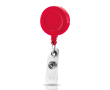 Uittrekbare badgehouder met resinbehuizing en clip kleur rood