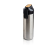 Thermosfles van roestvrij staal met handvat en bamboedetail, 600 ml kleur zilver