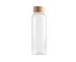 RPET-fles met bamboedop, 500 ml capaciteit kleur doorzichtig