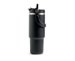 RVS thermobeker met dubbele dop en inklapbaar handvat 900 ml kleur zwart