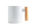Keramische mok ideaal voor sublimatie met houten handvat 325ml kleur wit