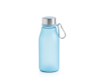Matte fles van gerecycled plastic met karabijnhaak 350ml kleur turkoois