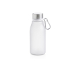 Matte fles van gerecycled plastic met karabijnhaak 350ml kleur doorschijnend