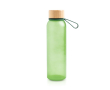 Matte drinkfles van gerecycled plastic met bamboedeksel 350ml kleur groen