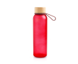 Matte drinkfles van gerecycled plastic met bamboedeksel 350ml kleur rood