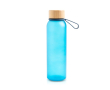 Matte drinkfles van gerecycled plastic met bamboedeksel 350ml kleur koningsblauw