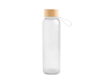 Matte drinkfles van gerecycled plastic met bamboedeksel 350ml kleur doorschijnend