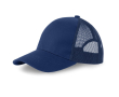 5-panel trucker cap met sluiting en gebogen klep 250 g/m2 kleur marineblauw