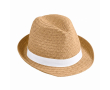 Unisex strohoed met lint Dominica Clear kleur camel