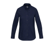 Oxford damesblouse met lange mouwen en rechte pasvorm kleur marineblauw