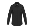 Popeline damesblouse met lange mouwen en rechte pasvorm kleur zwart