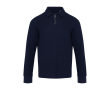 Unisex katoenen polo met lange mouwen en halve rits 245 g/m² kleur marineblauw